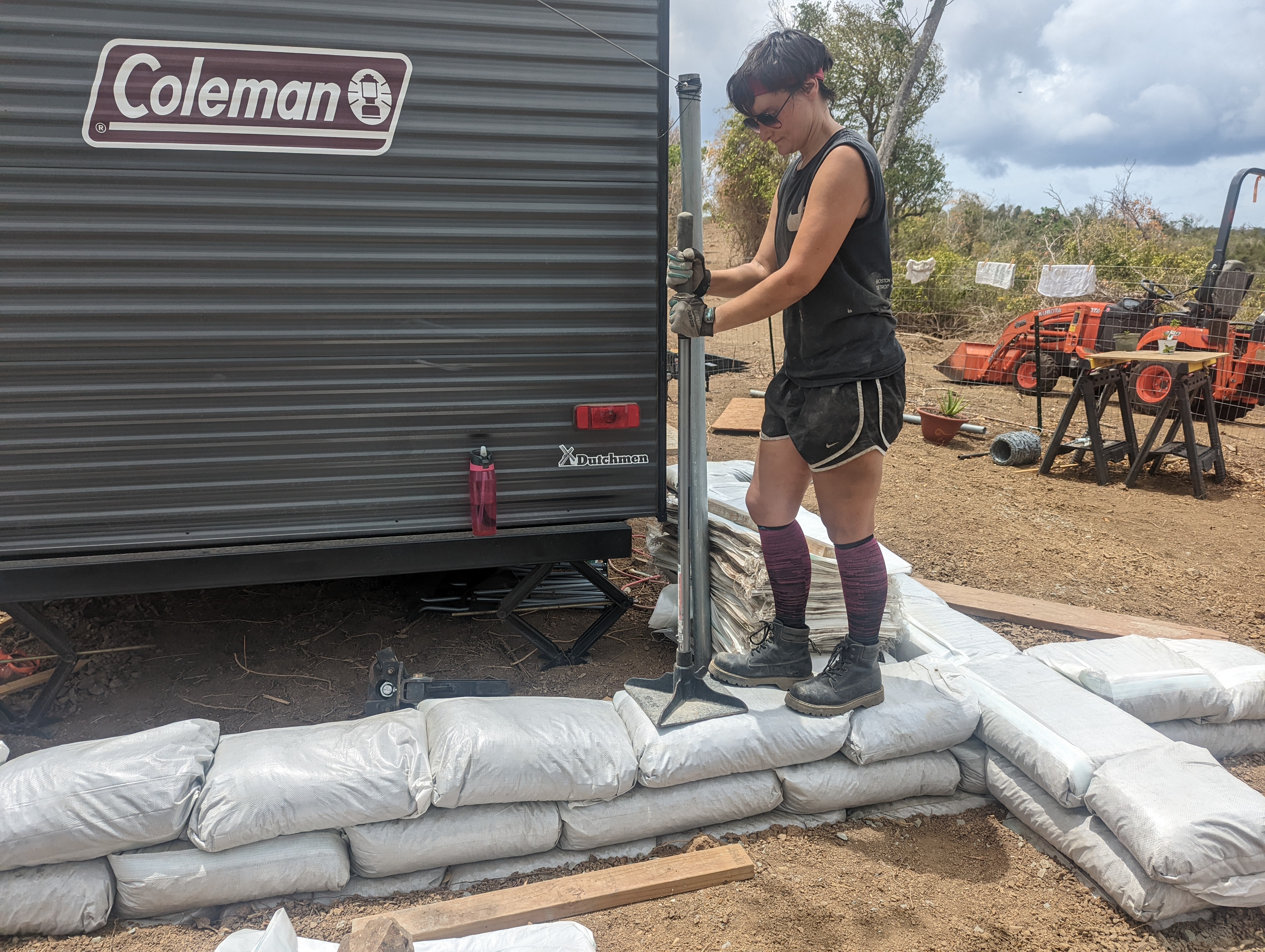 Tamping earth bag | USVI Homestead